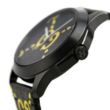 Gucci G Timeless Ghost Black Dial Black Leather Strap Watch For Men - YA1264019