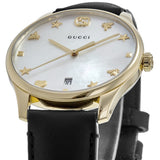 Gucci G-Timeless Mother of Pearl Dial Black Leather Strap Watch For Women - YA1264044