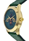 Gucci G Timeless Bee Green Dial Green Leather Strap Watch For Women - YA1264065