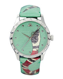 Gucci G Timeless Le Marche Des Merveilles Green Dial Green Leather Strap Watch for Women - YA1264081