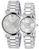 Gucci G Timeless Quartz Silver Dial Silver Steel Strap Watch For Women - YA126595