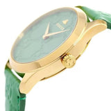 Gucci G Timeless Quartz Green Dial Green Leather Strap Watch For Women - YA1264099