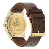 Gucci G Timeless Quartz Green & Red Dial Brown Leather Strap Watch For Men - YA126451