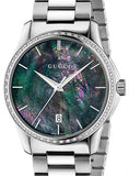 Gucci G Timeless Diamonds Mother of Pearl Blue Dial Silver Steel Strap Unisex Watch - YA126458