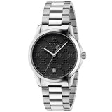 Gucci G Timeless Black Dial Silver Steel Strap Watch For Men - YA126460