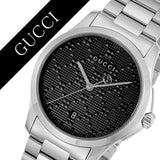 Gucci G Timeless Black Dial Silver Steel Strap Watch For Men - YA126460