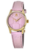 Gucci G Timeless Quartz Pink Dial Pink Leather Strap Watch For Women - YA1265005