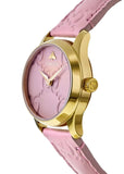 Gucci G Timeless Quartz Pink Dial Pink Leather Strap Watch For Women - YA1265005