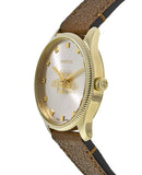 Gucci G Timeless Quartz Silver Dial Brown Leather Strap Watch For Women - YA1265022