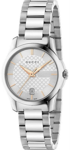 Gucci G Timeless Silver Dial Silver Steel Strap Watch For Women - YA126523