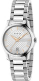 Gucci G Timeless Silver Dial Silver Steel Strap Watch For Women - YA126523