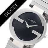 Gucci G Interlocking Black Dial Silver Steel Strap Watch For Women - YA133307