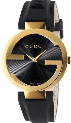 Gucci Interlocking G Grammy Special Edition Black Dial Black Leather Strap Watch for Women - YA133312