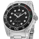 Gucci Dive Analog Black Dial Silver Steel Strap Watch For Men - YA136208