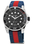 Gucci Dive Black Dial Red & Blue Nylon Strap Watch For Men - YA136210