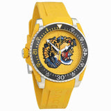 Gucci Dive Tiger Yellow Dial Yellow Rubber Strap Watch For Men - YA136317