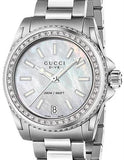 Gucci Dive Diamonds Mother of Pearl Dial Silver Steel Strap Watch For Women - YA136406