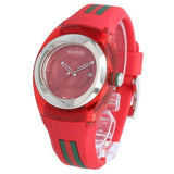 Gucci Sync Quartz Red Dial Red Rubber Strap Watch For Women - YA137303