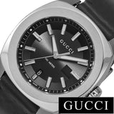 Gucci GG2570 Black Dial Black Leather Strap Watch For Men - YA142206