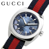 Gucci GG2570 Quartz Blue Dial Blue & Red Nylon Strap Watch For Men - YA142304