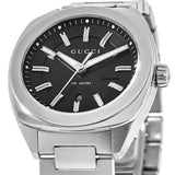 Gucci GG2570 Quartz Black Dial Silver Steel Strap Watch For Men - YA142401