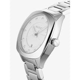 Gucci G Frame Quartz Diamonds Silver Dial Silver Steel Strap Watch For Women - YA142504