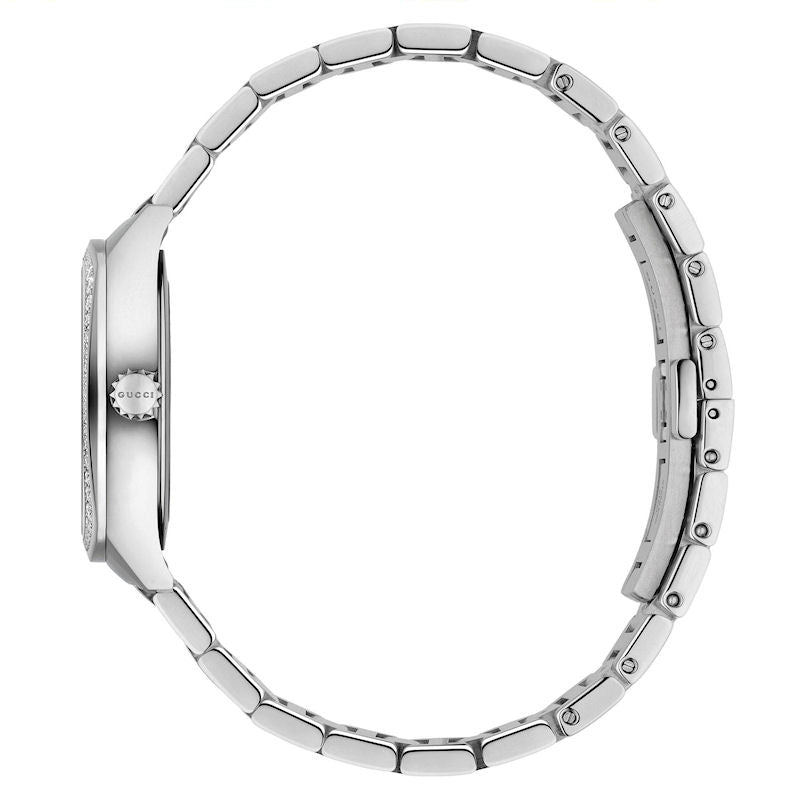 Gucci GG2570 Diamonds White Dial Silver Steel Strap Watch For Women - YA142506