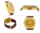 Gucci Grip Yellow Gold Dial Maroon Leather Strap Unisex Watch - YA157411