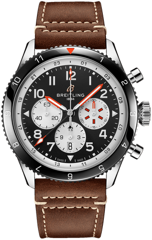 Breitling Super Avi B04 Chronograph GMT 46 Mosquito Black Dial Brown Leather Strap Watch for Men - YB04451A1B1X1