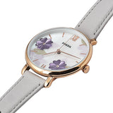 Fossil Jacqueline Mother of Pearl Dial Grey Leather Strap Watch for Women - ES4672