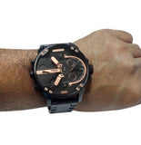 Diesel Big Daddy Black Dial Black Steel Strap Watch For Men - DZ7312