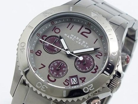 Marc Jacobs Rock Chronograph Gunmetal Grey Dial Grey Steel Strap Watch for Men - MBM3160