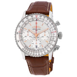 Breitling Navitimer B01 Chronograph 41 White Dial Brown Leather Strap Watch for Men - AB0139211G1P1