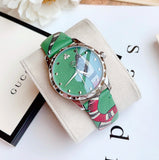 Gucci G Timeless Le Marche Des Merveilles Green Dial Green Leather Strap Watch for Women - YA1264081