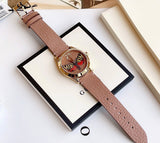 Gucci G Timeless Butterfly Brown Dial Brown Leather Strap Watch For Women - YA1264063