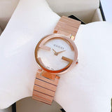 Gucci G Interlocking Mother of Pearl Dial Rose Gold Steel Strap Watch For Women - YA133515