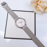 Calvin Klein Minimal White Dial Silver Mesh Bracelet Watch for Women - K3M52152