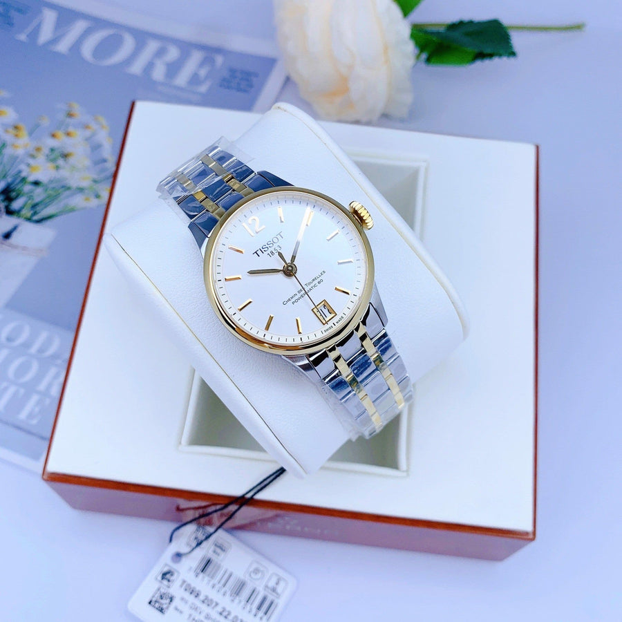 Tissot Chemin Des Tourelles Powermatic 80 Lady Silver Dial Two Tone Steel Strap Watch For Women - T099.207.22.037.00