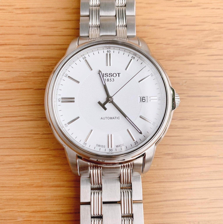 Tissot Automatics III Day Date White Dial Silver Steel Strap Watch For Men - T065.430.11.031.00
