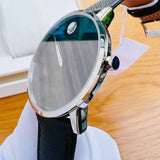 Movado watch with black leather strap