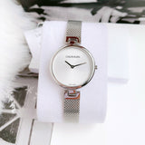 Calvin Klein Authentic White Dial Silver Mesh Bracelet Watch for Women - K8G23126