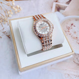 Bulova Phantom White Dial with Swarovski Baguettes Rose Gold Steel Strap Watch for Women - 98L268