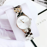 Calvin Klein silver watch on white display