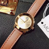 Movado Bold Gold Dial Brown Leather Strap Watch for Women - 3600437