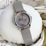 Calvin Klein Minimal Grey Dial Silver Mesh Bracelet Watch for Women - K3M23124