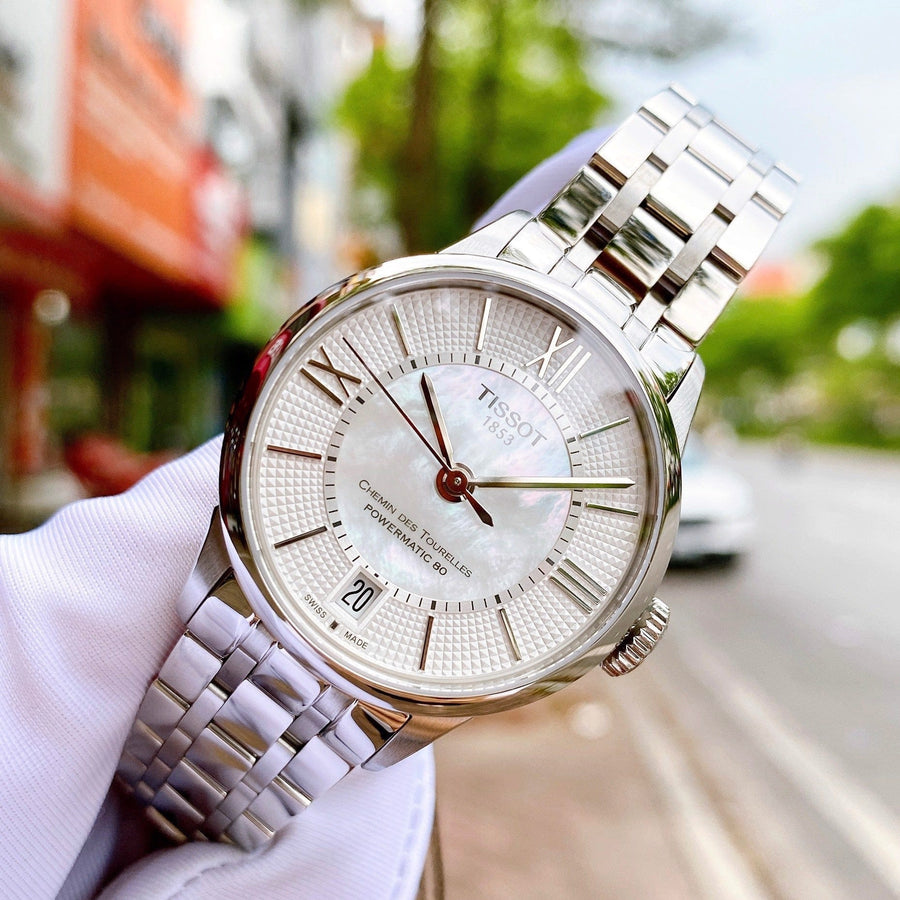 Tissot Chemin Des Tourelles Powermatic 80 Lady Silver Dial Silver Steel Strap Watch For Women - T099.207.11.118.00