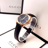 Gucci GG2570 Quartz Black Dial Black Leather Strap Watch For Women - YA142509