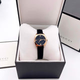 Gucci GG2570 Quartz Black Dial Black Leather Strap Watch For Women - YA142509