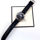 Gucci G-Timeless Moonphase Black Dial Black Leather Strap Watch For Men - YA126327