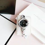 Gucci Guccissima Black Dial Silver Steel Strap Watch For Women - YA134301